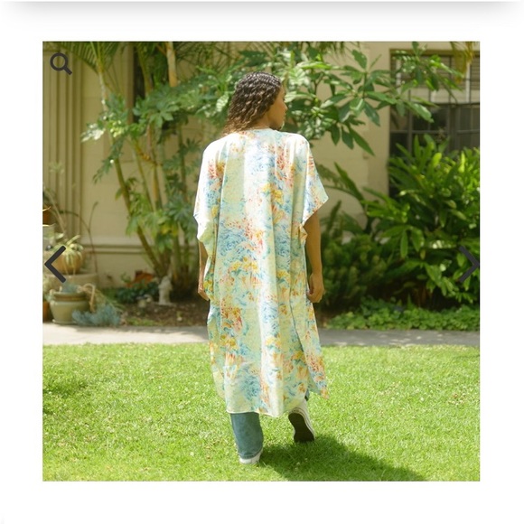 Multi Color Floral Open-Front Duster Kaftan (One Size Fits up to 3X) NWT - Picture 4 of 15